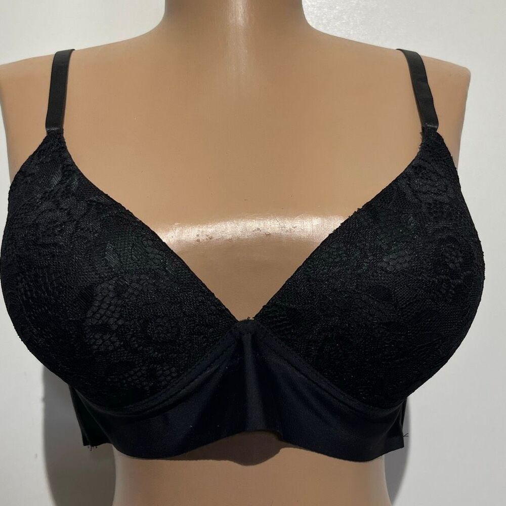 Catherine Malandrino Women's Black‎ Lace Overlay Wireless Padded Bra Size 38C